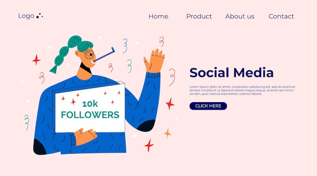 Smiling people celebrate large number of followers on social media Blogging concept influencer marketing network promotion SMM banner landing page