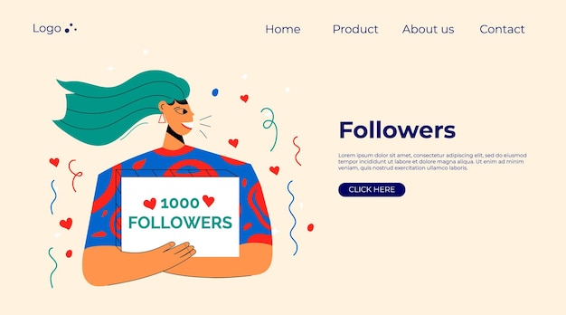 Smiling people celebrate large number of followers on social media Blogging concept influencer marketing network promotion SMM banner landing page