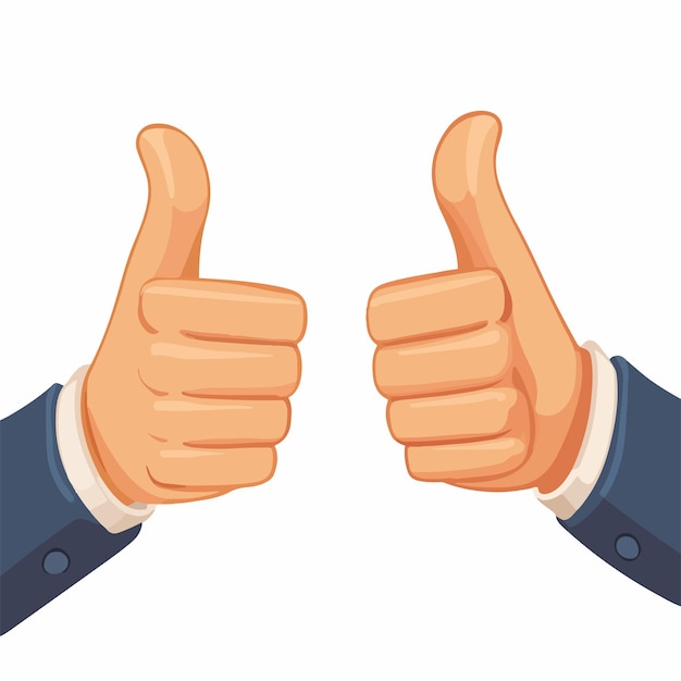 Vector smiling person expressing agreement and approval by giving a thumbs up gesture