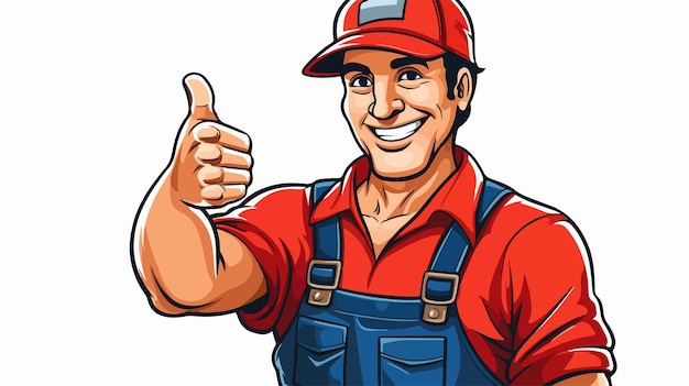 Smiling Red Screwdriver Man Cartoon Illustration