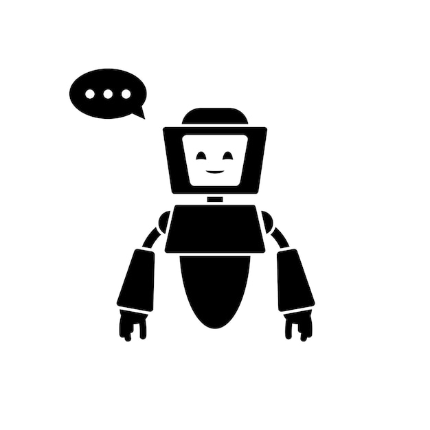 Smiling robot chatbot icon helping solve problems Futuristic chatbot mascot with speech bubble Virtual assistant icon for the site virtual online help customer support Vector illustration