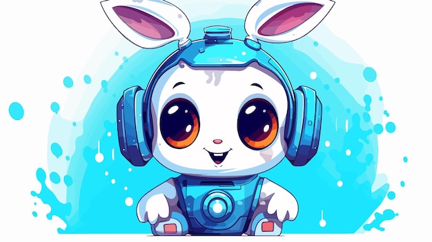 Smiling Robot Rabbit Cartoon Illustration