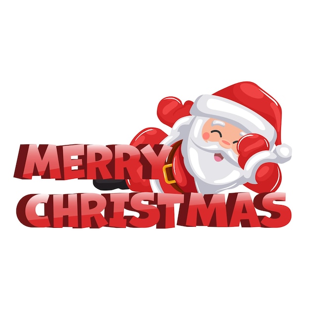 Smiling santa claus lying on beautiful 3d letters merry christmas