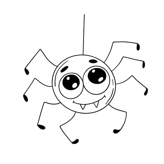 Smiling Spider in doodle style Hand drawn Halloween element Simple design for holiday celebration