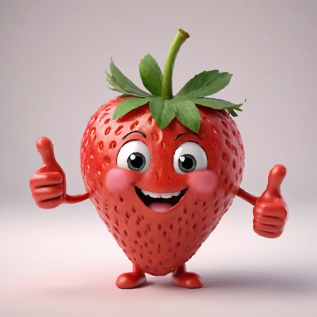 Vector smiling strawberry cartoon mascot with a smile on its face