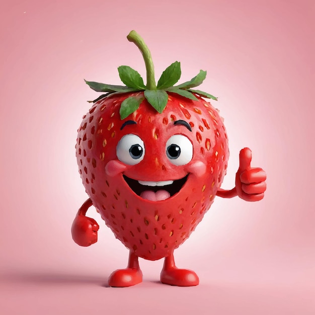 Vector smiling strawberry cartoon mascot with a smile on its face