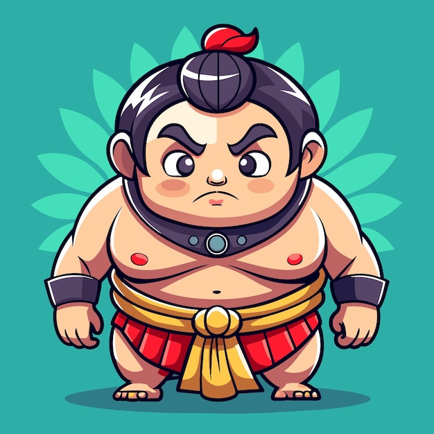 Vector smiling sumo wrestler exuding confidence vector art