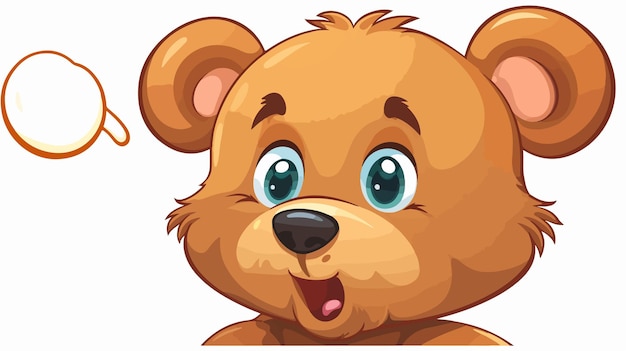 Vector smiling teddy bear with thought bubble cartoon character