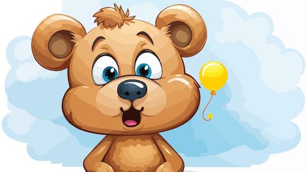 Smiling Teddy Bear with Thought Bubble Cartoon Character