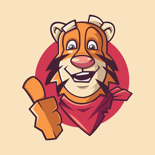 Smiling Tiger Face Mascot Illustration