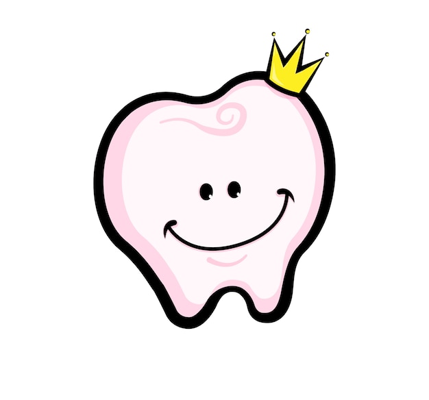 Smiling tooth with a yellow crown