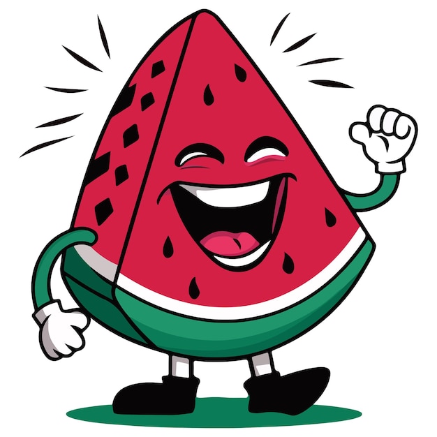 a smiling watermelon with a face and the word quot happy quot on it