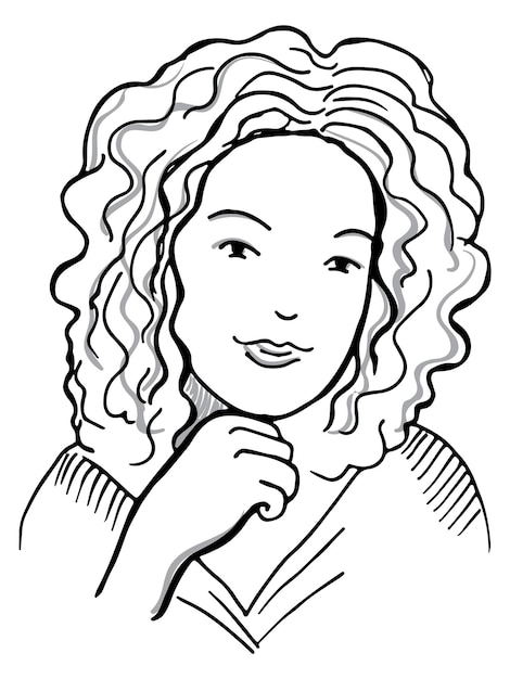 Smiling woman sketch Pretty person web avatar