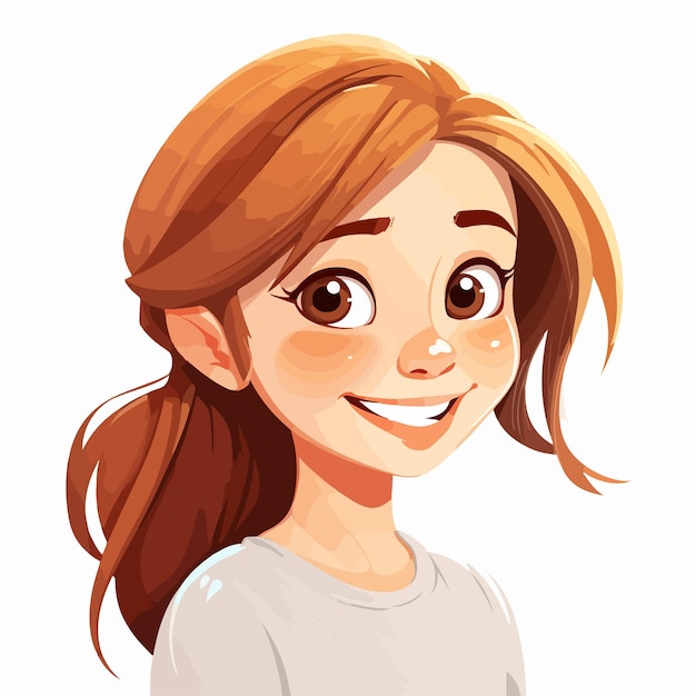 Smiling Young Girl Vector Illustration