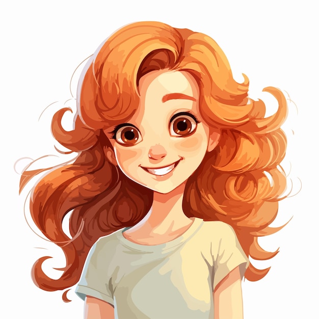 Smiling Young Girl Vector Illustration