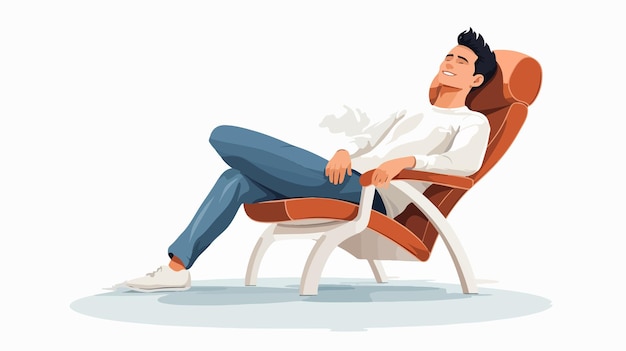 Vector smiling young man in casual clothing sitting down