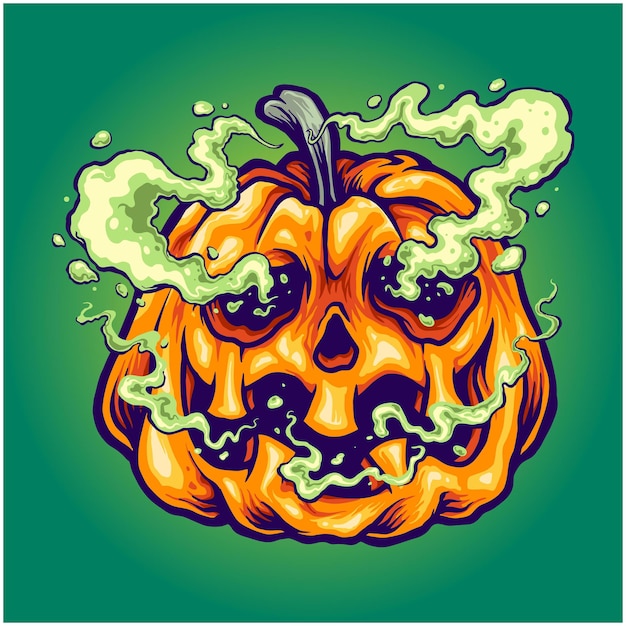 Smoke bomb pumpkin halloween illustration