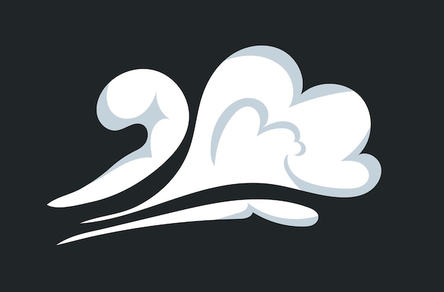 Smoke effect of vapor or clouds with wind blast movement Vector illustration in comic cartoon design