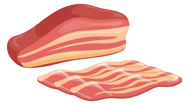 Smoked bacon Cooked pork meat cartoon icon