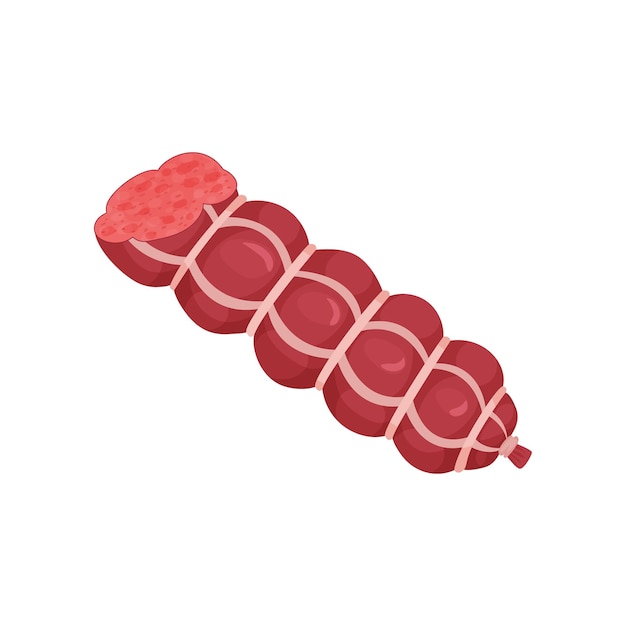 Smoked sausage braided meat product cartoon vector Illustration