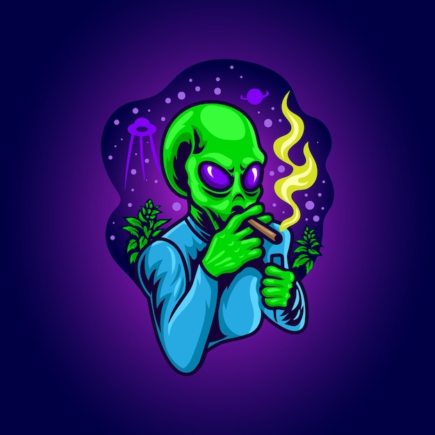 Smoker Alien Illustration