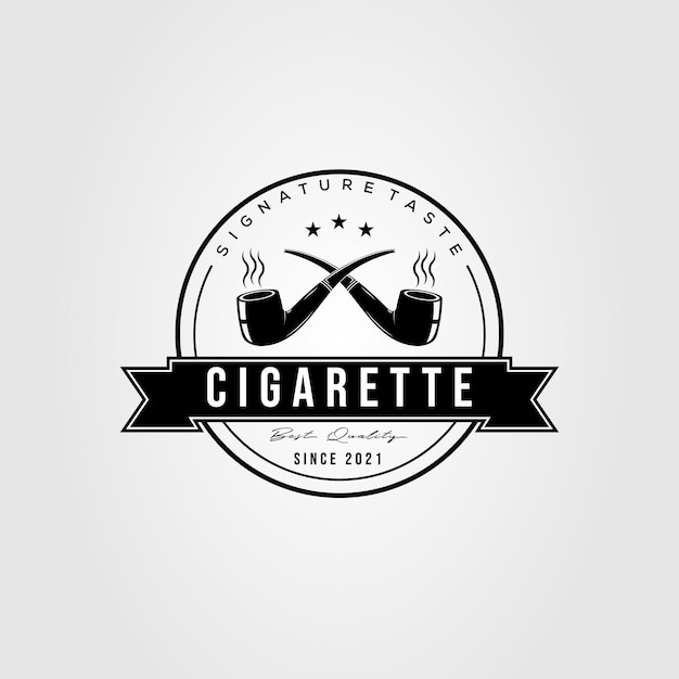 Smoking cigarette cigar badge logo vector illustration design