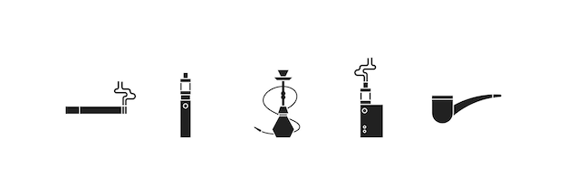 Smoking icon set Cigarette hookah vape and pipe Vector EPS 10