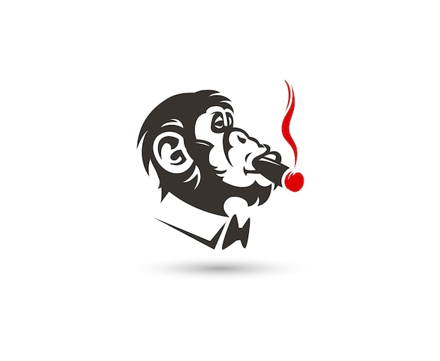 Vector smoking monkey business logo template