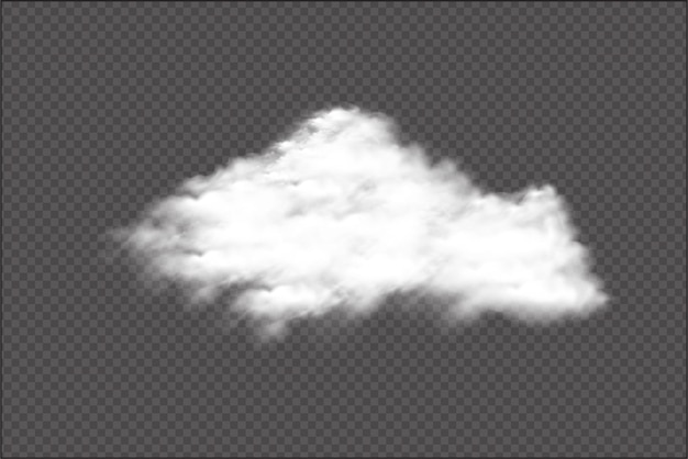 Smoky cloud vector on a transparent background for template decoration Cloud and smoke texture on a dark background Realistic Cloudy sky vector design for mist environment White cloud isolated