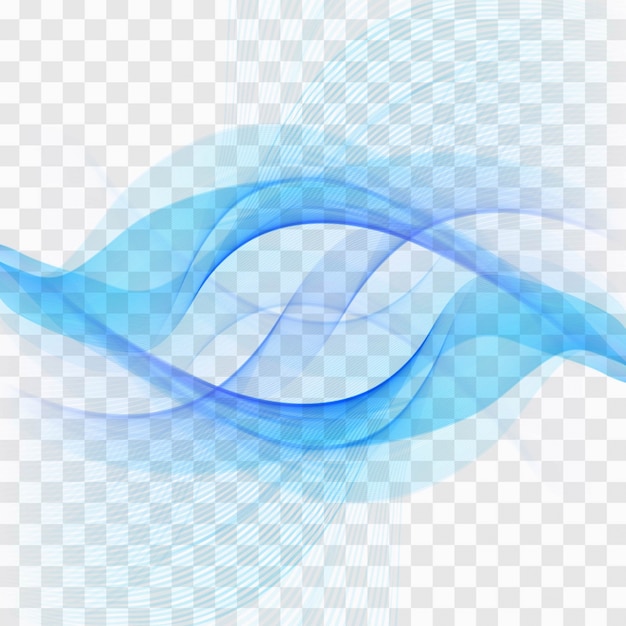 Smooth blue wavy shapes on transparent background