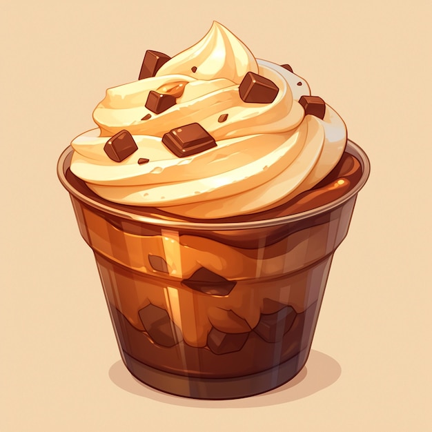 Smooth Chocolate Mousse Dessert Cartoon Art