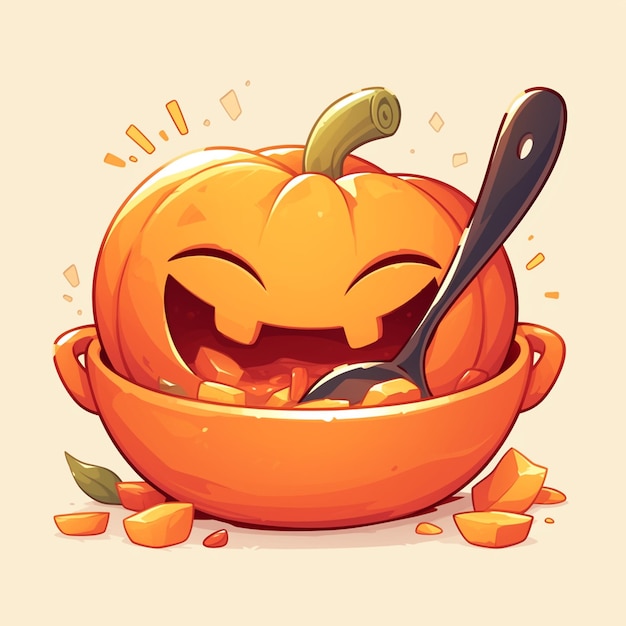 Smooth Pumpkin Soup Bowl Cartoon Art