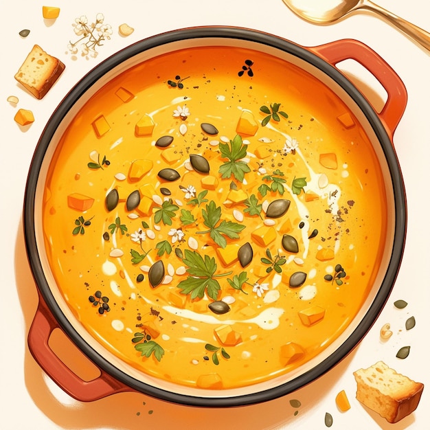 Smooth Pumpkin Soup with Roasted Seeds