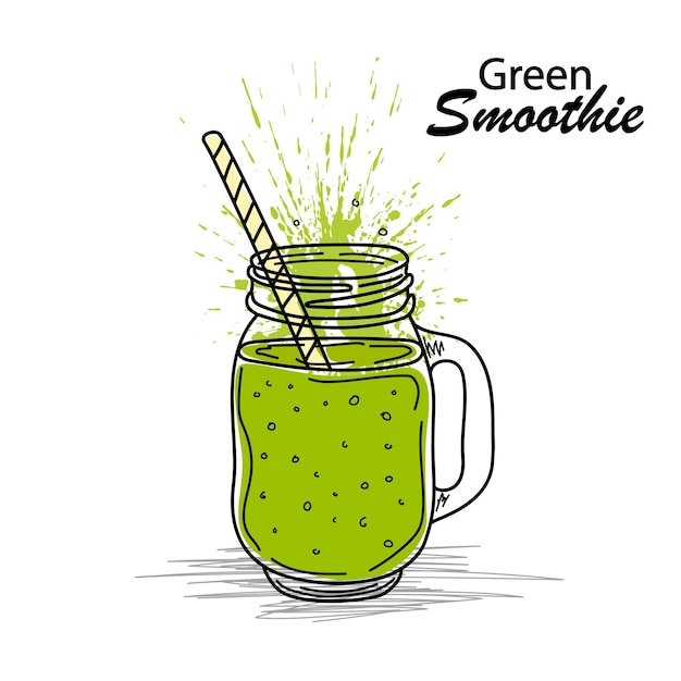 Smoothie or Detox cocktail day poster in doodle style