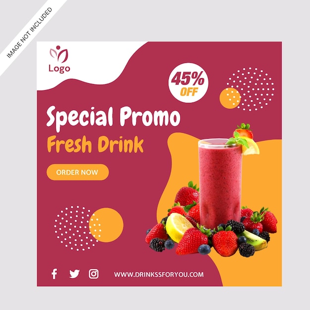 smoothie drink social media promotion instagram post design template