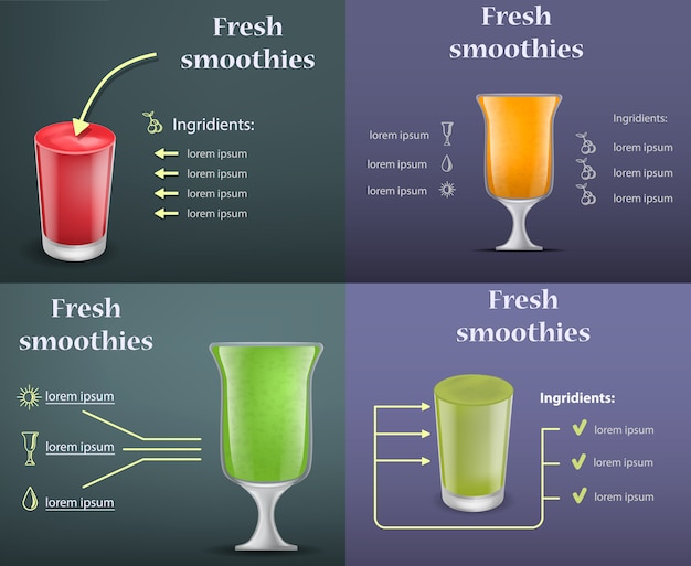 Smoothie fruit juice banner concept set