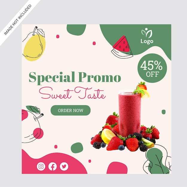 smoothie fruity drink social media promotion instagram post design template