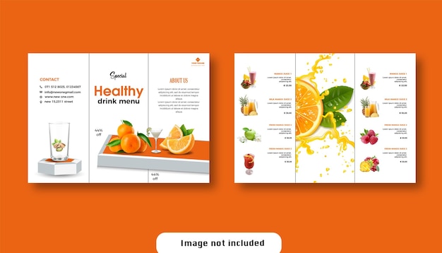 Vector smoothie healthy drink menu promotion fruit juice trifold template