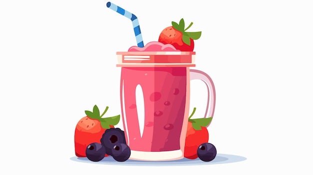 Smoothie icon on white background with jar isolated fruit drink illustration