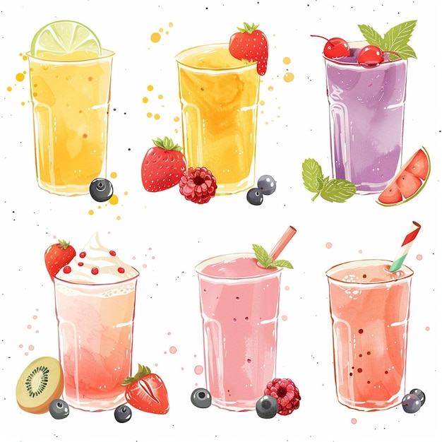 Vector smoothie vector set simple and minimal