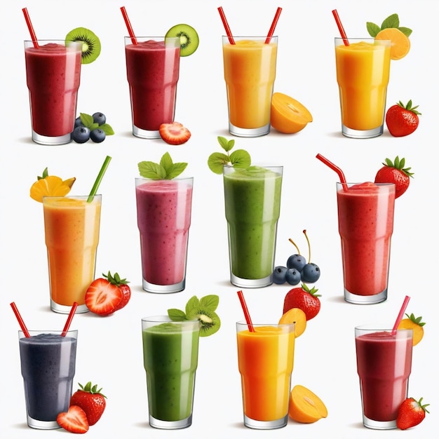 Vector smoothie vector set white background isolated a high