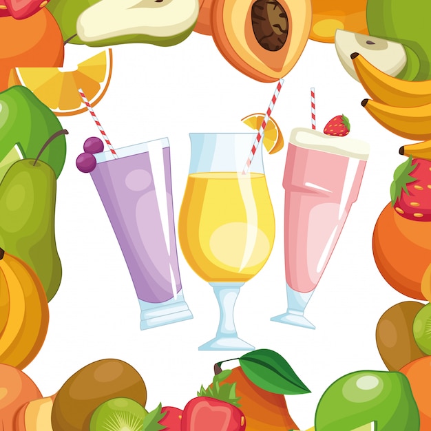 Smoothies with fruit frame