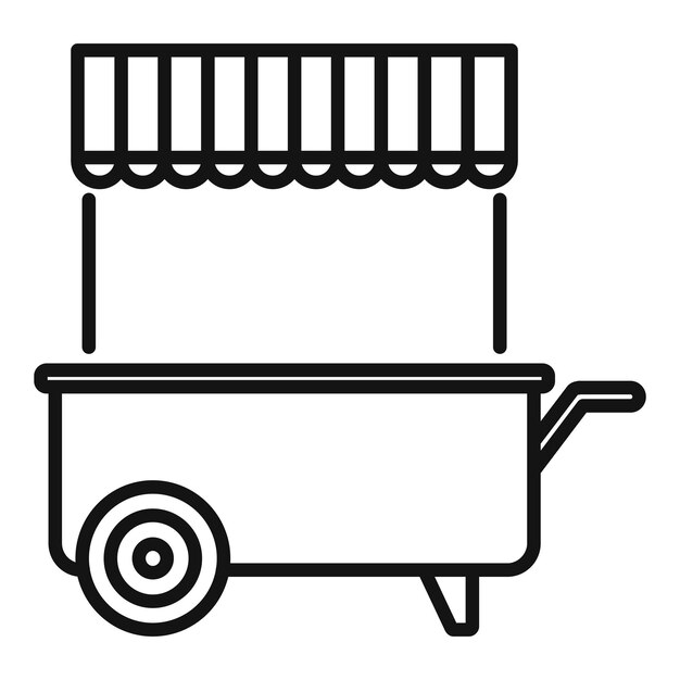 Snack cart icon outline vector Market shop Stand food