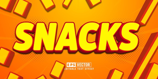 Snack Food Editable Text Effect Vector With Cute Background