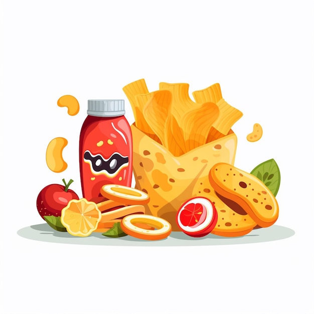 Vector snack food vector cartoon illustration background isolated design tasty sweet nutrition