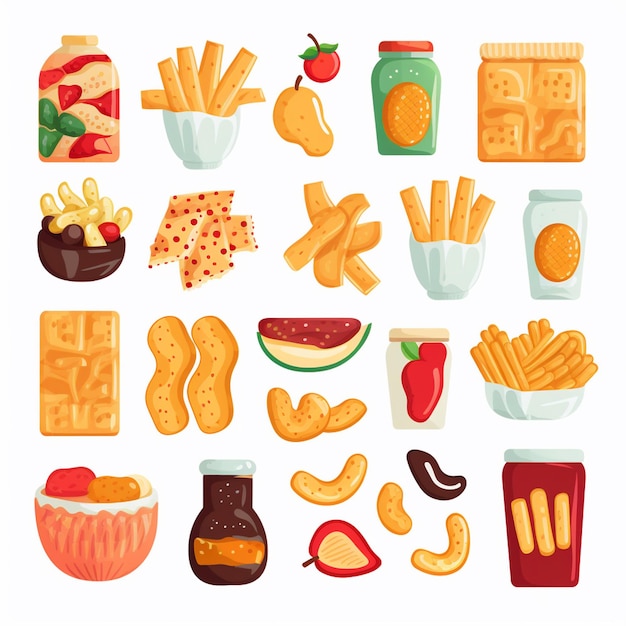 Vector snack food vector cartoon illustration background isolated design tasty sweet nutrition