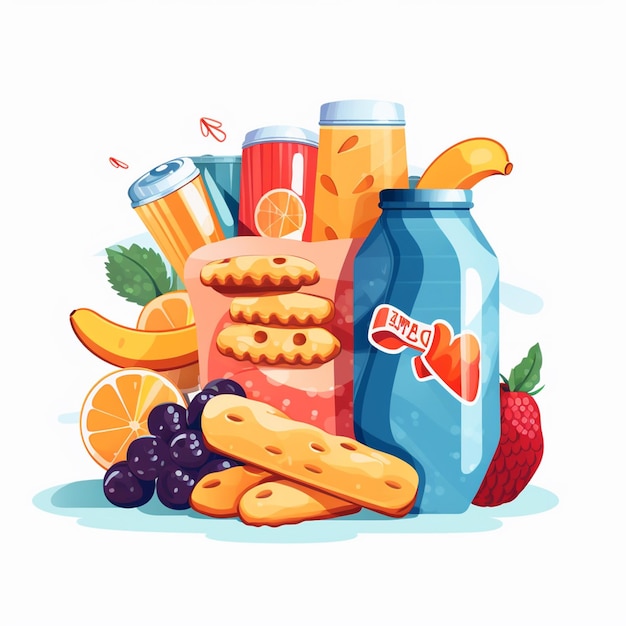 Vector snack food vector cartoon illustration background isolated design tasty sweet nutrition