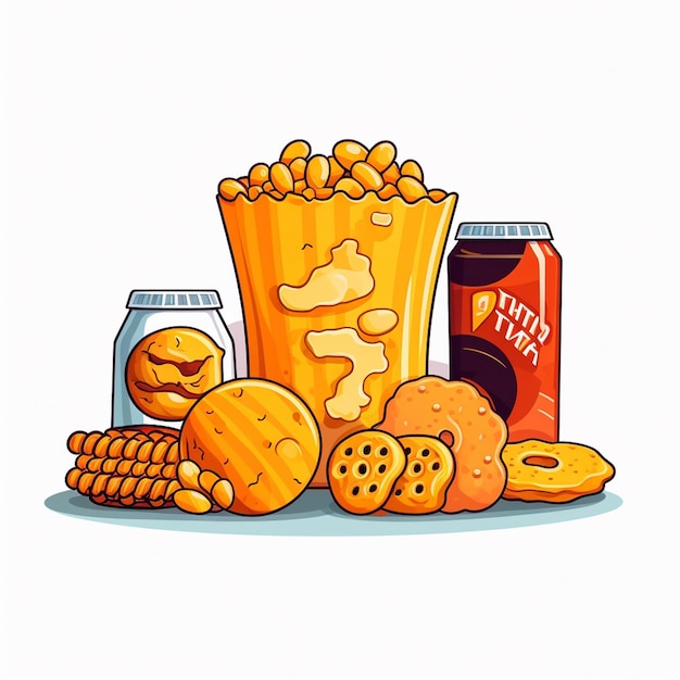 Vector snack food vector cartoon illustration background isolated design tasty sweet nutrition