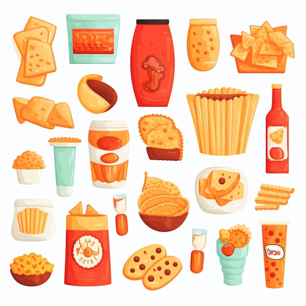 Vector snack food vector cartoon illustration background isolated design tasty sweet nutrition