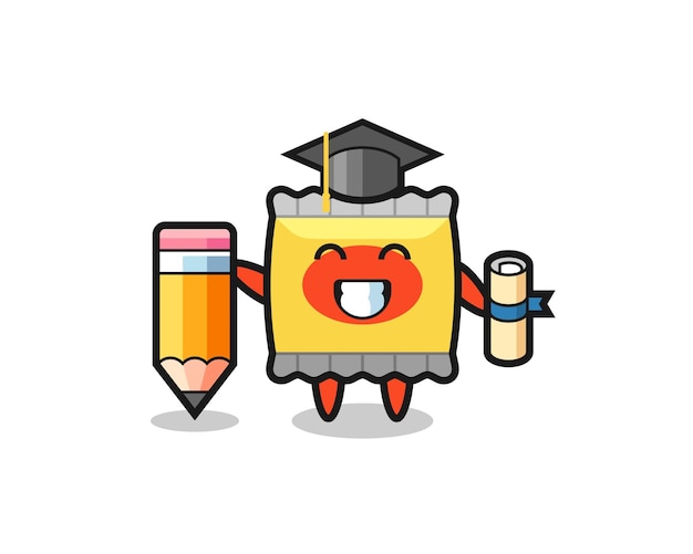 Snack illustration cartoon is graduation with a giant pencil , cute style design for t shirt, sticker, logo element